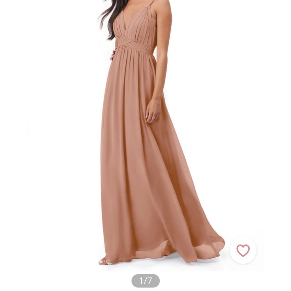 Azazie bridesmaid dress in the color champagne rose. Size 4.